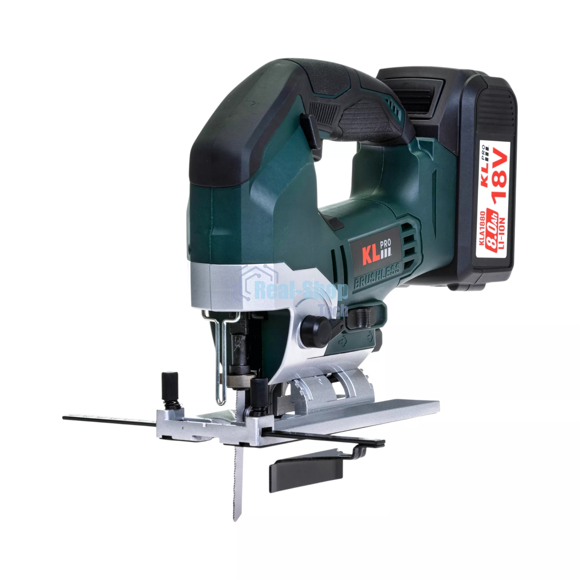 Лобзик электрический профессиональный бесщеточный KLPRO KLDT18B-80 (18В, Li-ion-2шт, 8.0А·ч, патрубок для пылесоса, полотна (дерево/металл, З/У-4А, кейс)