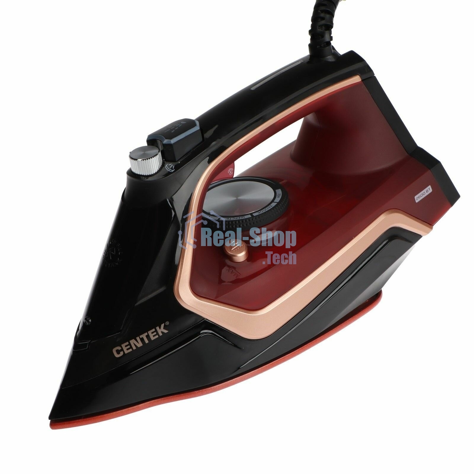 Утюг Centek CT-2313 RED 2600 Вт керамическая подошва, 350мл, паровой удар, самоочистка, капля-стоп