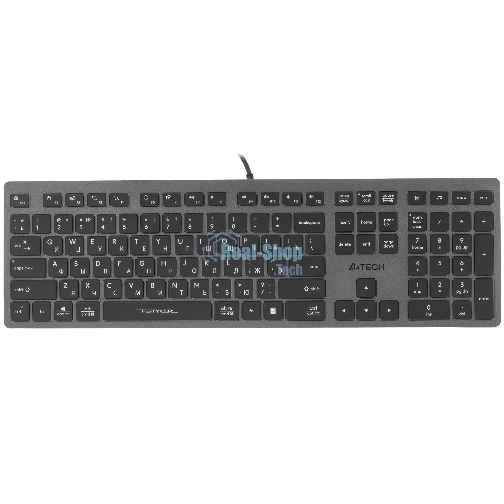 Клавиатура A4Tech Fstyler FX60H проводная, USB Type-A, серый