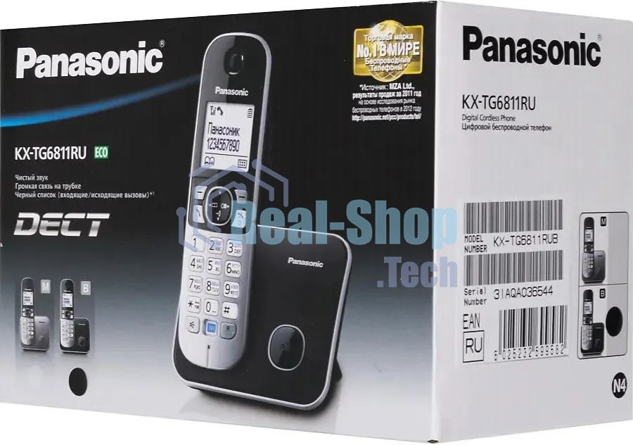 Телефон беспроводной (DECT) Panasonic KX-TG6811RUB черный Беспроводной DECT,40 мелодий,телефонный справочник 120 зап.