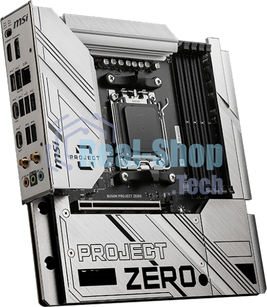 Материнская плата MSI B650M PROJECT ZERO, AM5, AMD B650, 4xDDR5, 4xSATA, 2xM.2, 1xPCIe 4.0 x16, 1xPCIe x1, 1xDP, 1xHDMI, 1x 2.5Gb LAN, 2xUSB-A 2.0, 2xUSB 3.2 Gen 1, 3xUSB 3.2 Gen 2, 3x3.5 мм, 7.1, mATX