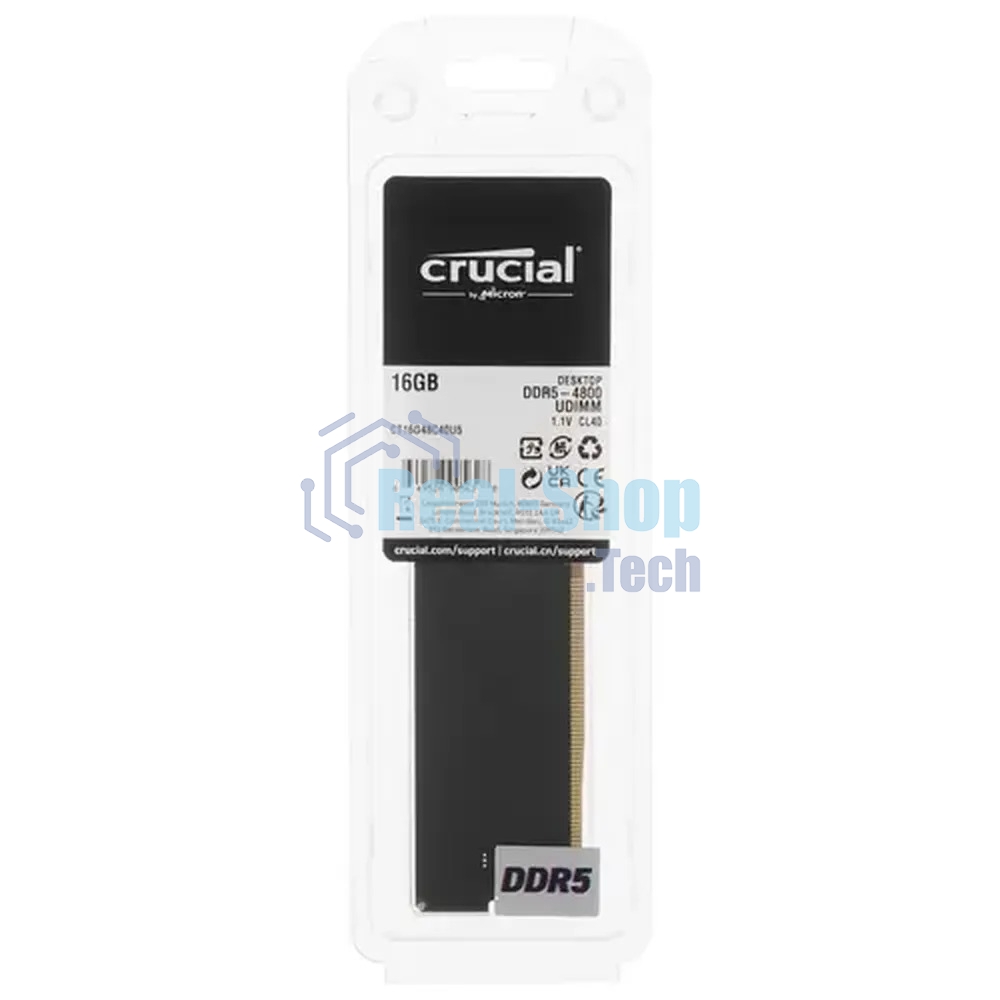 Оперативная память Crucial, DDR5, 16GB (1x16 GB), 4800 MHz, CL40, DIMM