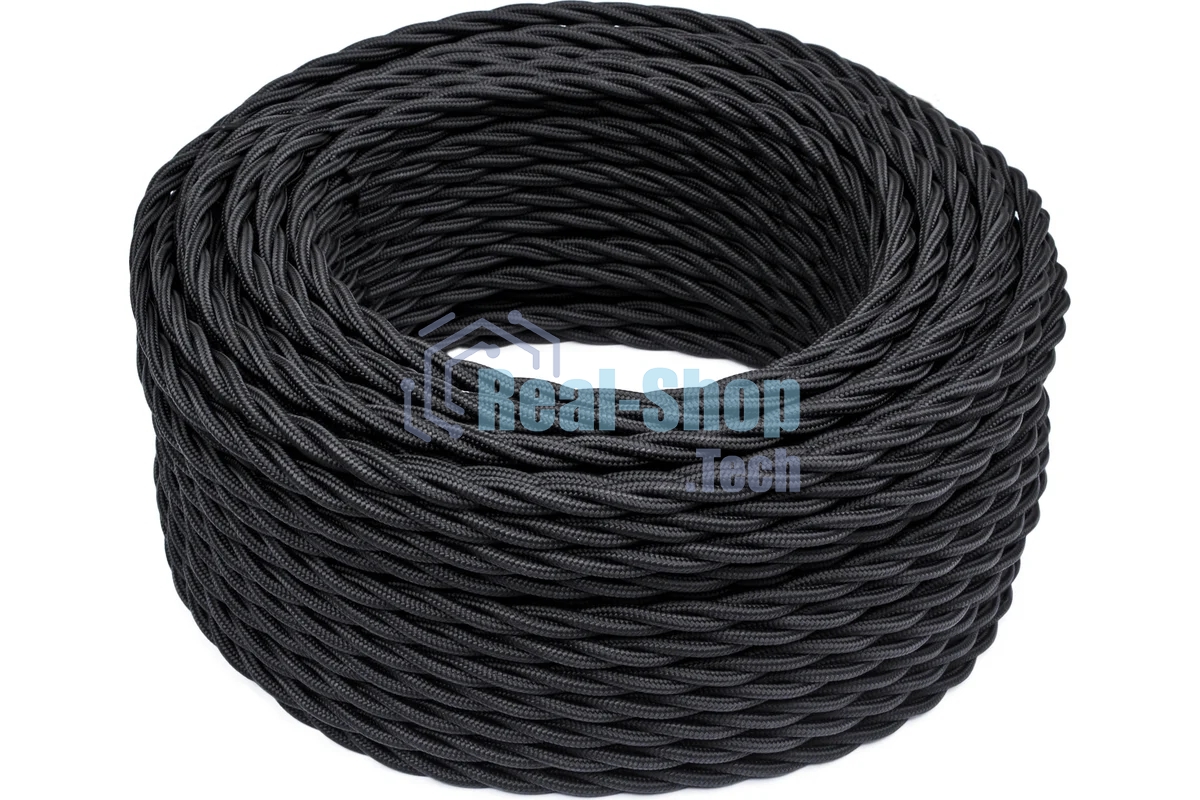 Провод ретро Bironi B1-424-73-50 2х1.5 матовый черный (уп. 50 м)