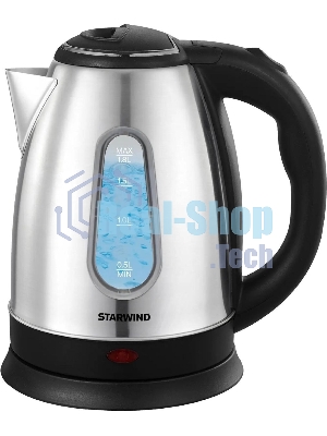 Чайник электрический Starwind SKS2100 1.8 л, 1700 Вт, черный/прозрачный корпус: стекло