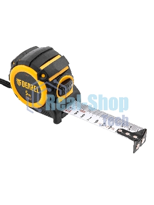 Рулетка Denzel 5 м х 32 мм, автоматич. фиксац., нейлон. покрытие, магнит. зацеп, двухстор. разметка