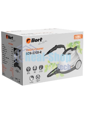 Пароочиститель Bort BDR-2700-R, 2200 Вт; 4 бар; Постоянная подача пара 45 г/мин; Температура пара 143 °С; Емкость бачка 1200 мл; Объем бойлера 1,5 л; Время нагревания 360 с; Время непрерывной работы 35 мин; Длина шланга 2 м; Длина шнура питания 3 м; Размер 400x285x260 мм; Напряжение 220 В; Частота тока 50 Гц; Вес изделия 7,5 кг; Пароочиститель; Конструкция Напольный; Материал Корпуса Пластик; Съемный резервуар для воды;;;; автовыключение; Защита от перегрева; индикация низкого уровня воды;;; Вес брутто=5,5 (Вес нетто=5) кг; 55 x 35 x 36; набор аксессуаров 14 шт; Индикатор нагрева, Электронная система контроля уровня воды, Быстрый нагрев, Блокировка выключателя во включенном состоянии, Набор насадок в комплекте, Возможность долива воды; гарантия 2 г 93412987