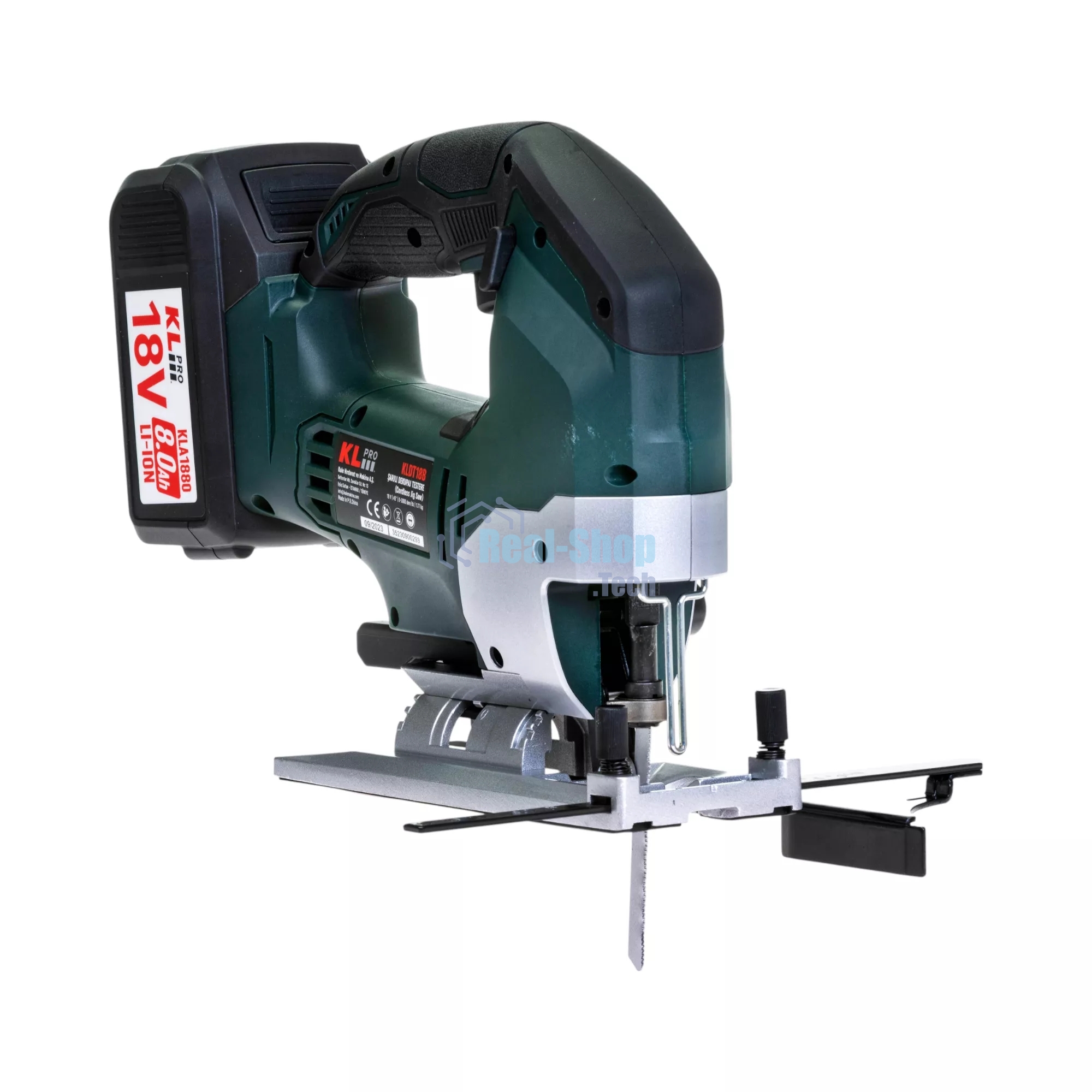 Лобзик электрический профессиональный бесщеточный KLPRO KLDT18B-80 (18В, Li-ion-2шт, 8.0А·ч, патрубок для пылесоса, полотна (дерево/металл, З/У-4А, кейс)
