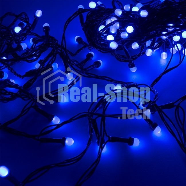 Гирлянда светод. Funray Минишарики, SE-MINI-110B, 10М, 100LED, синий, темно-зел. шн. 0,7м, контр.,