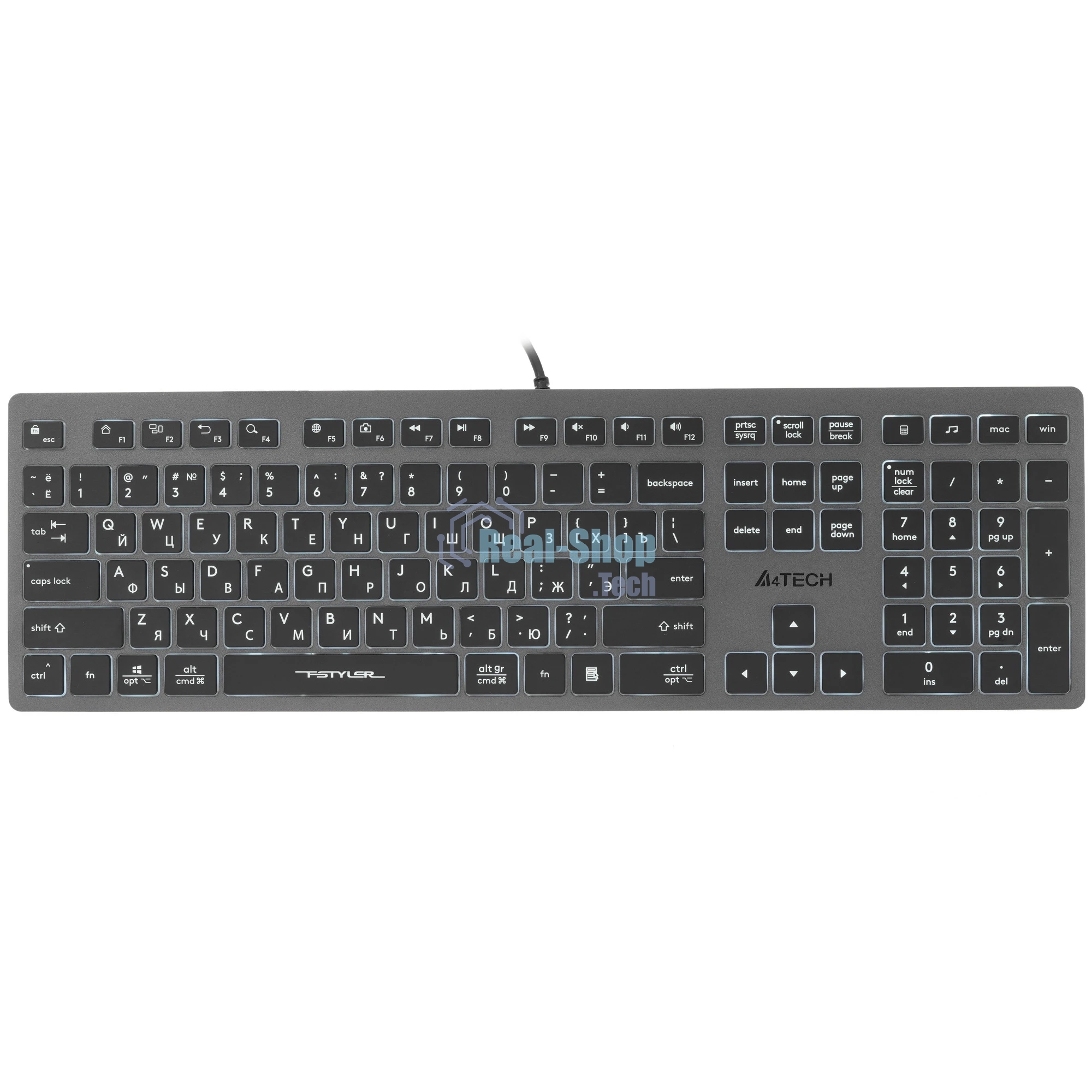 Клавиатура A4Tech Fstyler FX60H проводная, USB Type-A, серый
