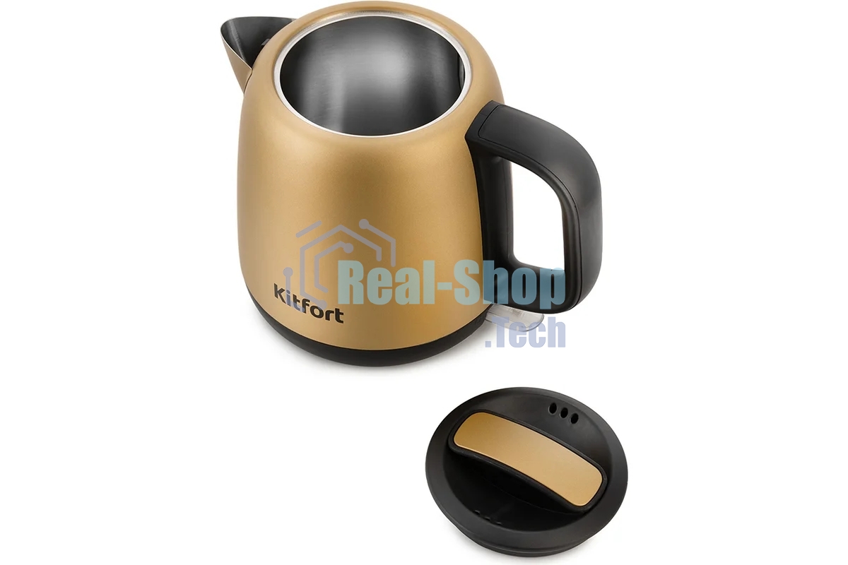 Чайник электрический Kitfort KT-6111 1л. 1630Вт золотистый/черный (корпус: нержавеющая сталь)