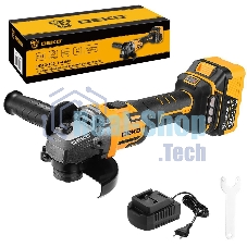 Угловая шлифовальная машина бесщеточная DEKO DKAG-125, 20В, 1*4.0А·ч