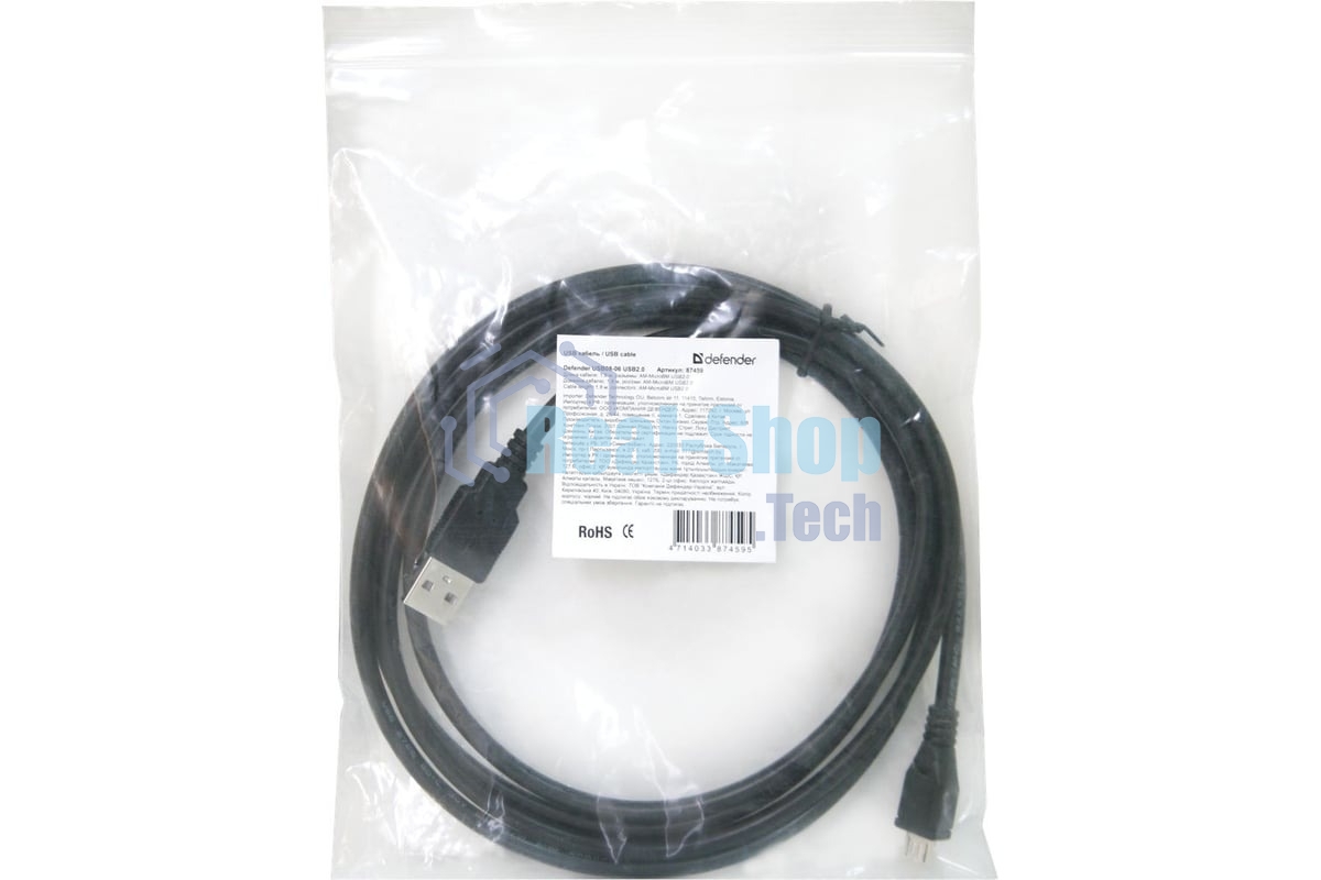 Кабель Defender USB08-06 USB 2.0 кабель для соед. USB 2.0 AM-MicroBM,1.8м, PolyBag
