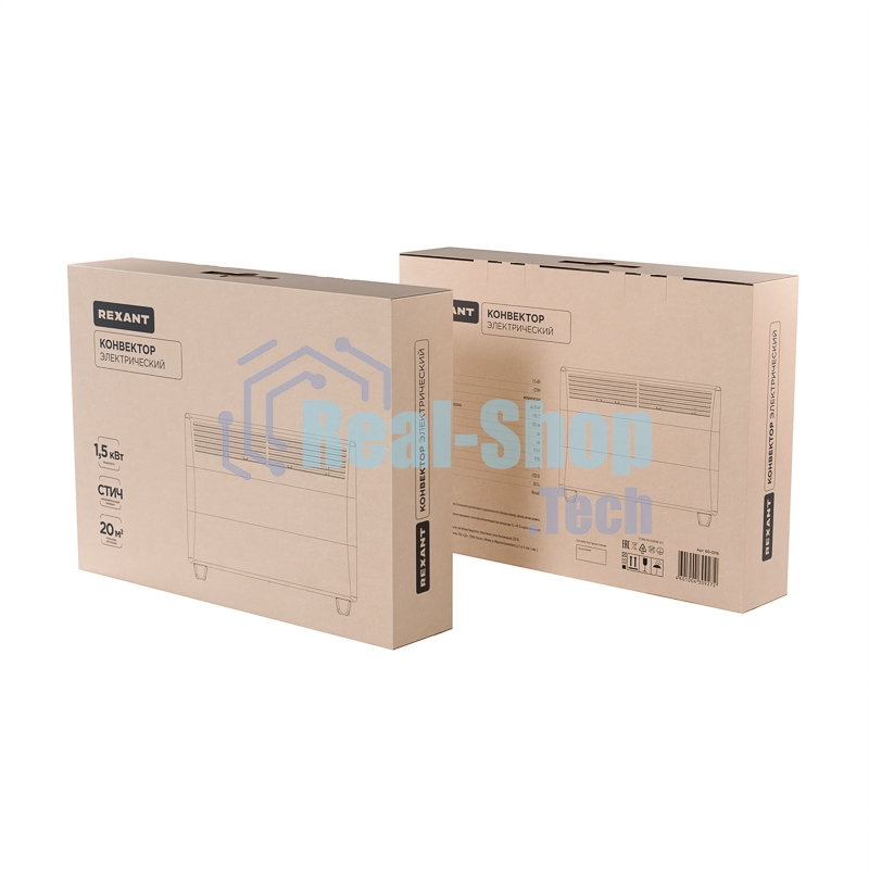 Конвектор Rexant 60-0119 белый, 1500 Вт, 20 м2, термостат
