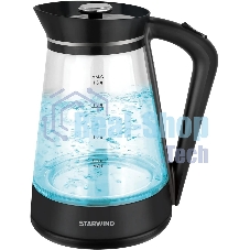 Чайник электрический Starwind SKG2116 1.8 л, 1700 Вт, черный/прозрачный корпус: стекло