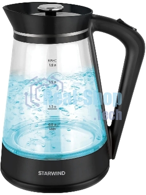 Чайник электрический Starwind SKG2116 1.8 л, 1700 Вт, черный/прозрачный корпус: стекло