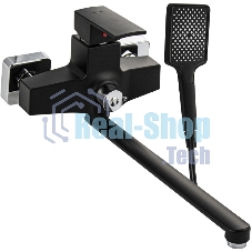 Смеситель в ванную BRIMIX 5564 длинный излив, шаровый, из высокопрочного пластика АБС, черный, квадратный корпус