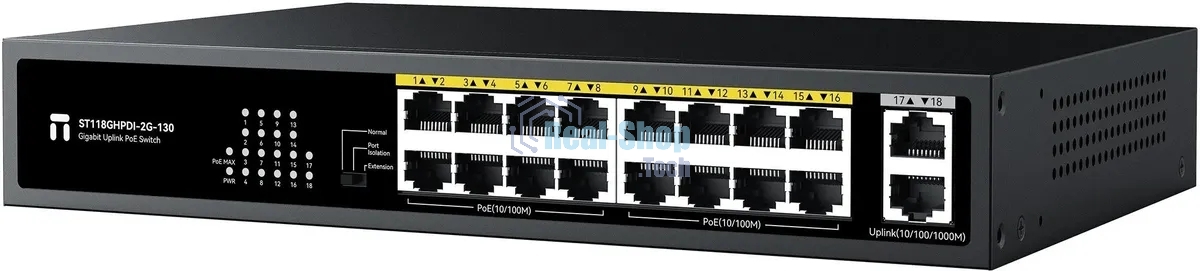 Коммутатор Netis ST118GHPDI-2G-130 16x100Мбит/с 2x1Гбит/с 16PoE 130W неуправляемый