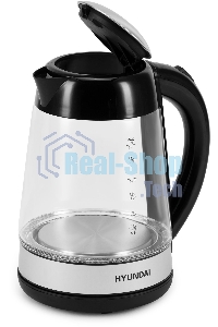 Чайник электрический Hyundai HYK-G3803 1.7л. 2200Вт черный/серебристый (корпус: стекло)