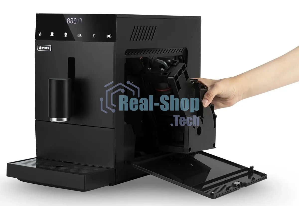 Кофемашина автоматическая Vitek Metropolis VT-8700 черный, зерновой кофе, 1.2 л, 1350 Вт, 20 Бар