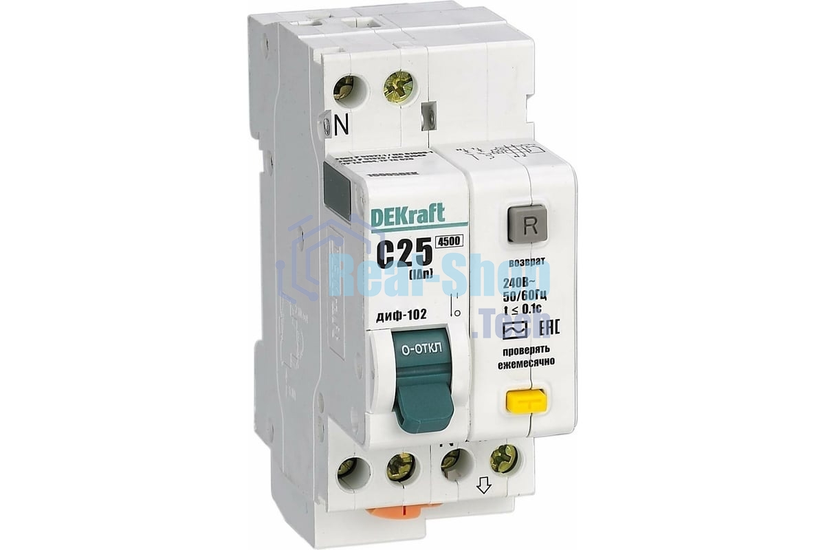 Выключатель автоматический дифференциального тока DEKraft ДИФ-102 16004DEK 1п+N 20А C 30мА тип AC