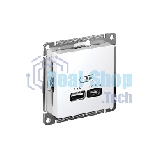 Розетка USB AtlasDesign тип A+C 45Вт QC PD высокоскор. ЗУ механизм бел. SE ATN000129