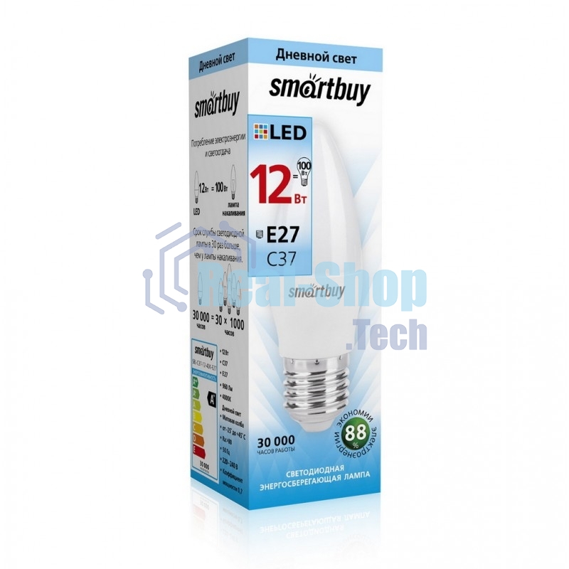 Светодиодная (LED) лампа Smartbuy-C37-12W/4000/E27