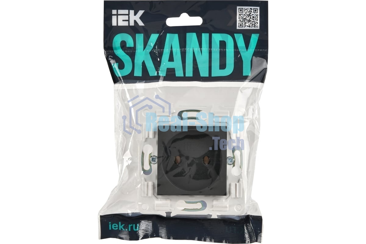Розетка IEK SKANDY SK-R02G 10А графит без заземл. без защ. шторок SK-R10-10-K53