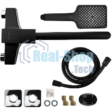 Смеситель в ванную BRIMIX 5564 длинный излив, шаровый, из высокопрочного пластика АБС, черный, квадратный корпус