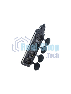 Колодка каучуковая ЭРА 4-м с заземл. 16А IP44 черный