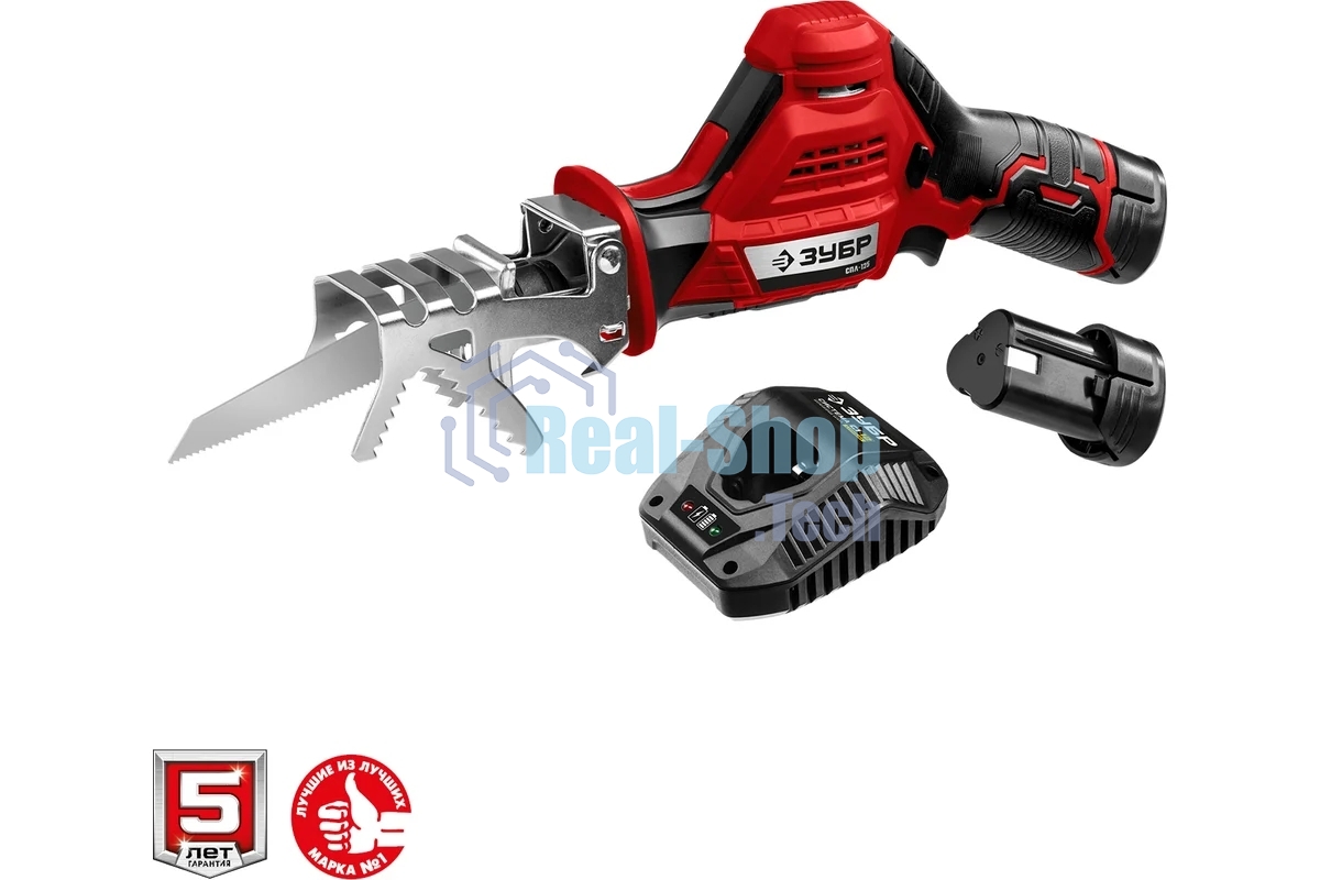 Пила сабельная Зубр 12В, 2 АКБ (2Ач), в коробке, СПЛ-125-22