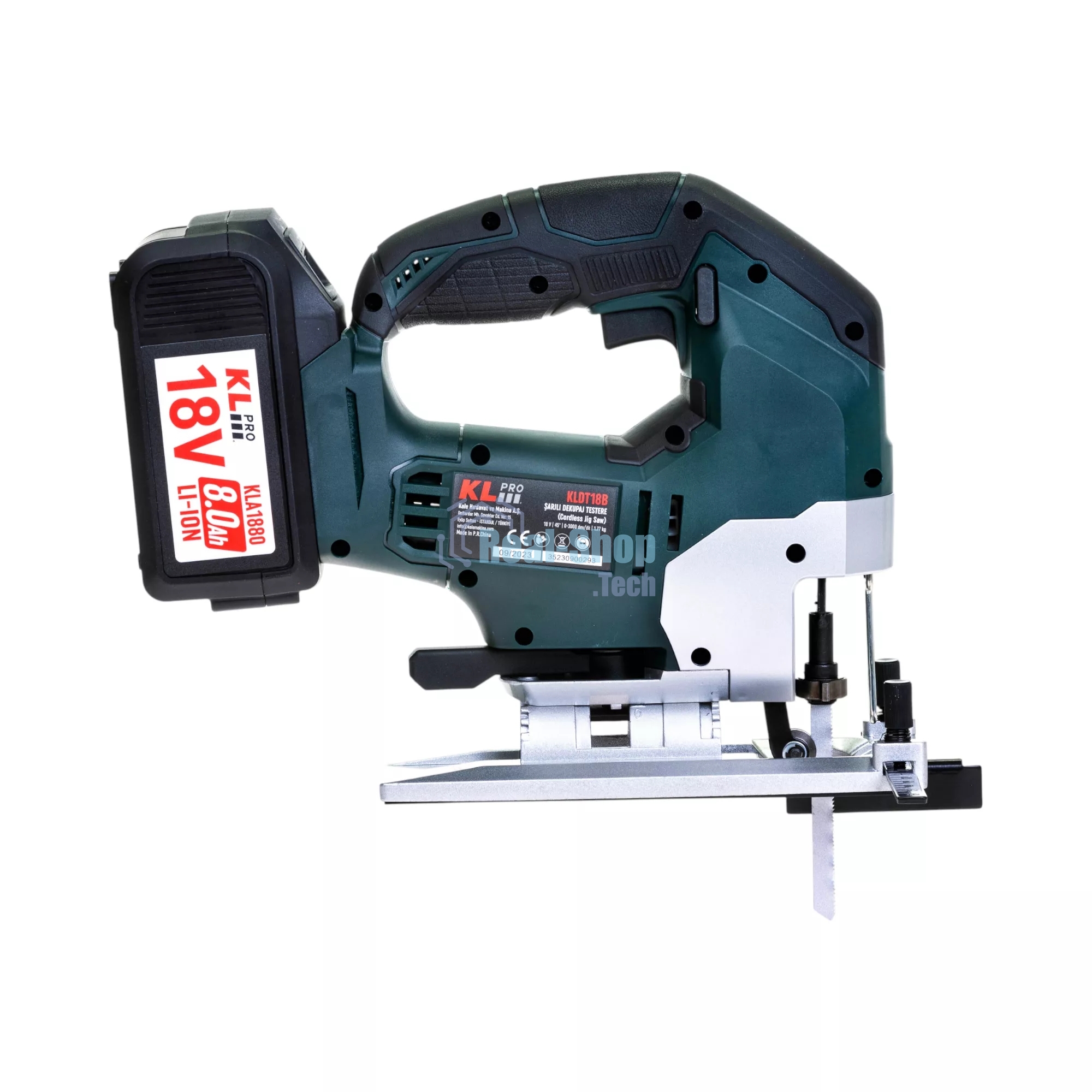 Лобзик электрический профессиональный бесщеточный KLPRO KLDT18B-80 (18В, Li-ion-2шт, 8.0А·ч, патрубок для пылесоса, полотна (дерево/металл, З/У-4А, кейс)