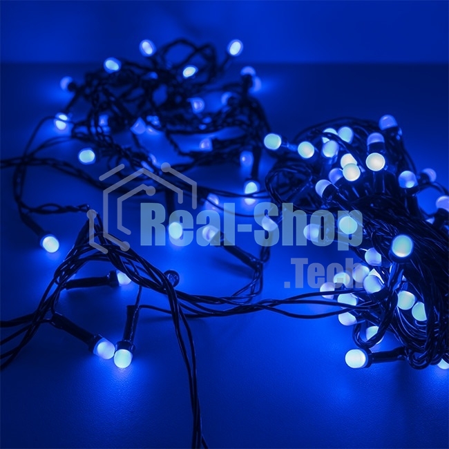 Гирлянда светод. Funray Минишарики, SE-MINI-110B, 10М, 100LED, синий, темно-зел. шн. 0,7м, контр.,