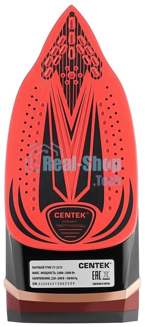 Утюг Centek CT-2313 RED 2600 Вт керамическая подошва, 350мл, паровой удар, самоочистка, капля-стоп