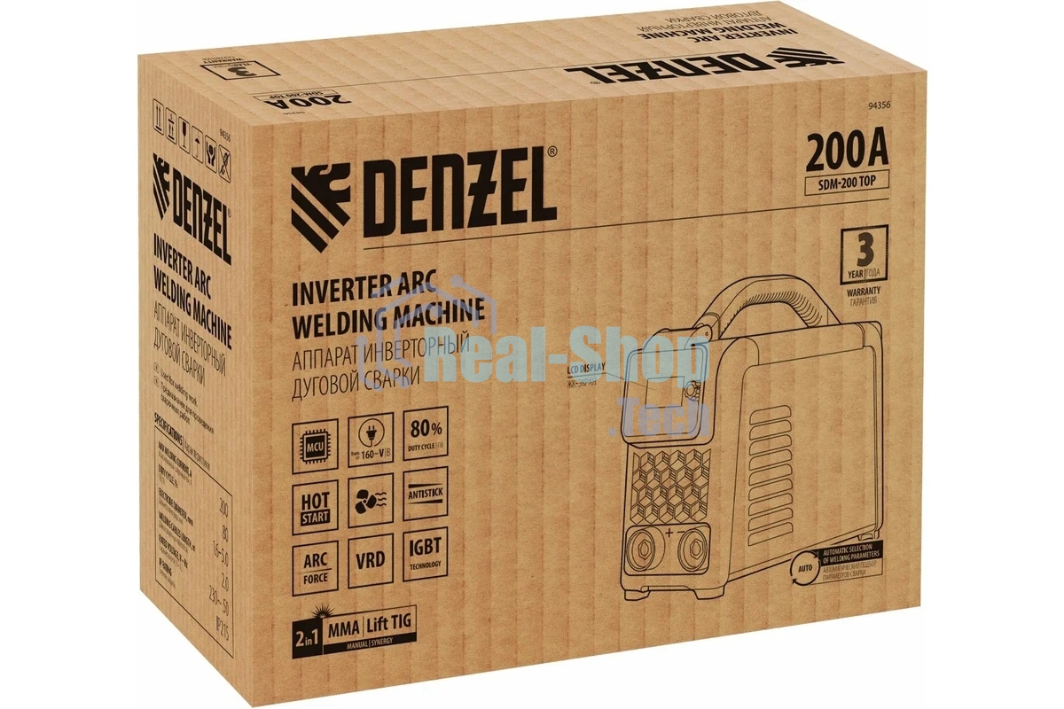 Аппарат инвертор. дуговой сварки Denzel SDM-200 Top, 200 А, ПВ 80%
