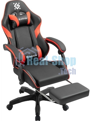 Кресло игровое Defender Serenity черный/красный,класс 2, PU,подножка