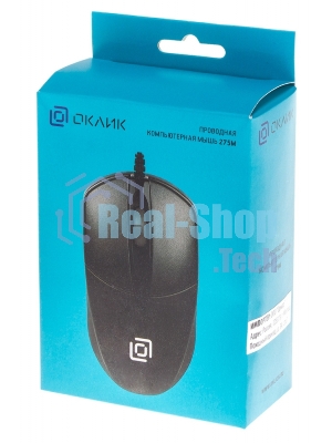 Мышь проводная Oklick 275M черный, 1000 dpi, USB, кнопки - 3