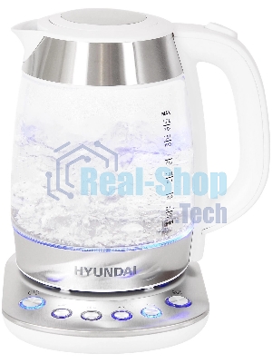 Чайник электрический Hyundai HYK-G4033 1.7л. 2200Вт белый/серебристый (корпус: стекло)