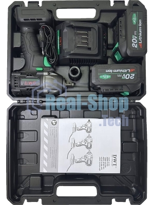 Гайковерт ударный аккумуляторный DWT ABWP-20 DN-4C2 BMC /20В/350 Нм/2400 об.в мин/3000 уд.в мин/M12-M22/бесщеточный мотор/LED-подсветка/2 АКБ, 4 А·ч/ЗУ/кейс/черный (ABWP-20 DN-4C2 BMC)