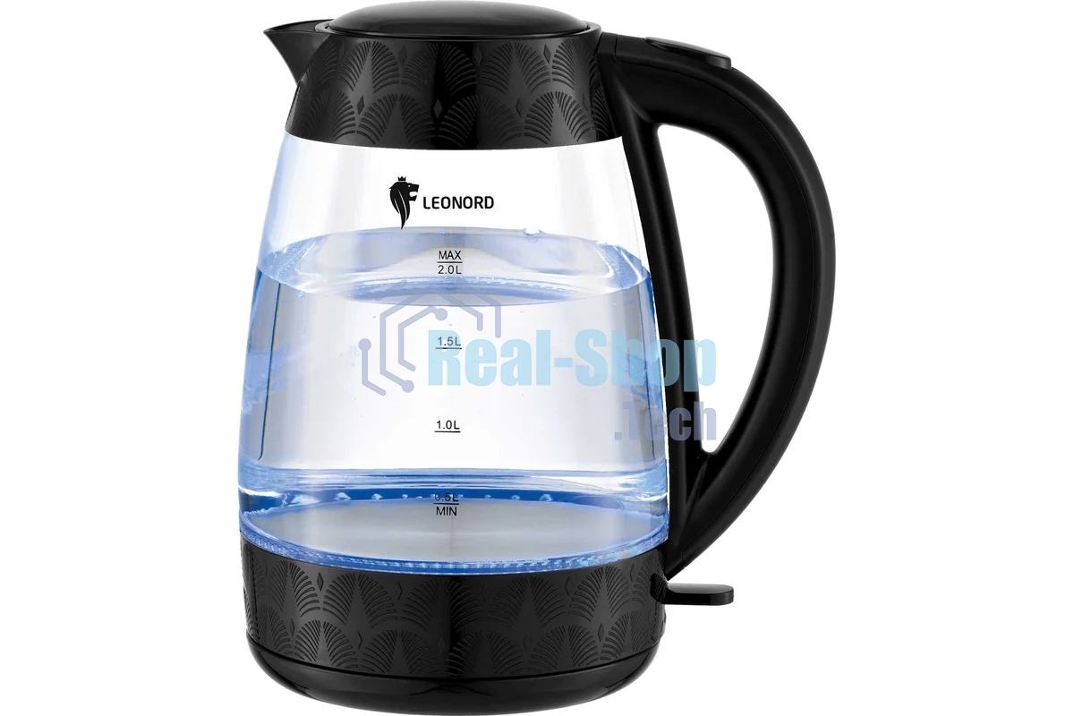 Чайник электрический LEONORD LE-1519 2 л, 2200 Вт, стекло, черный