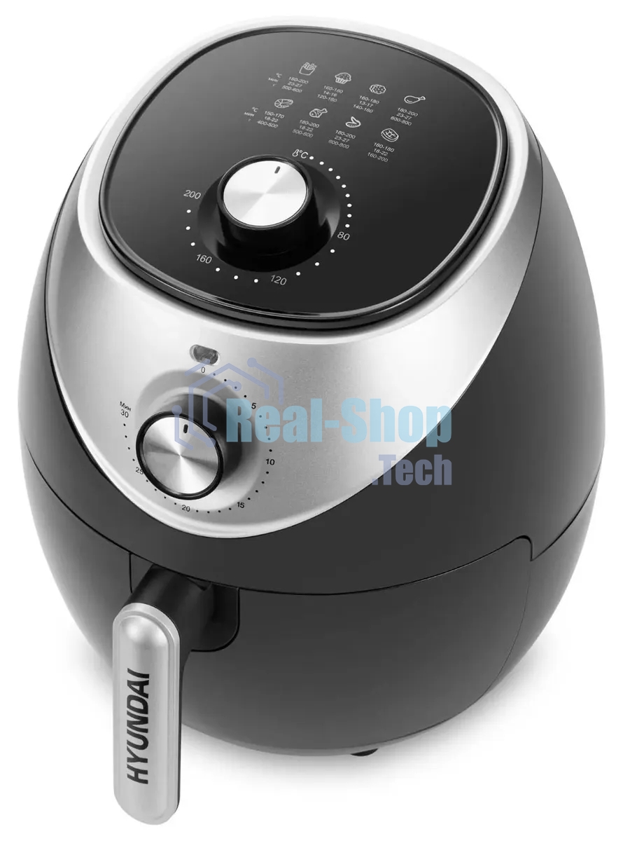 Аэрогриль Hyundai HYF-3456 1500Вт черный/серебристый