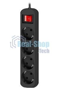 Удлинитель Defender G450 черный, 5 м, EURO, 4 розетки, 2200 Вт