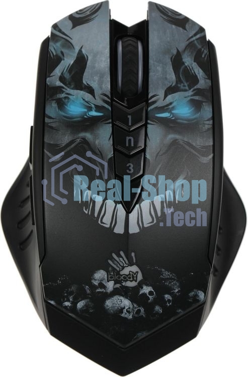 Мышь беспроводная A4Tech Bloody R80 Plus Skull черный, 5000 dpi, радиоканал, USB, кнопки - 8