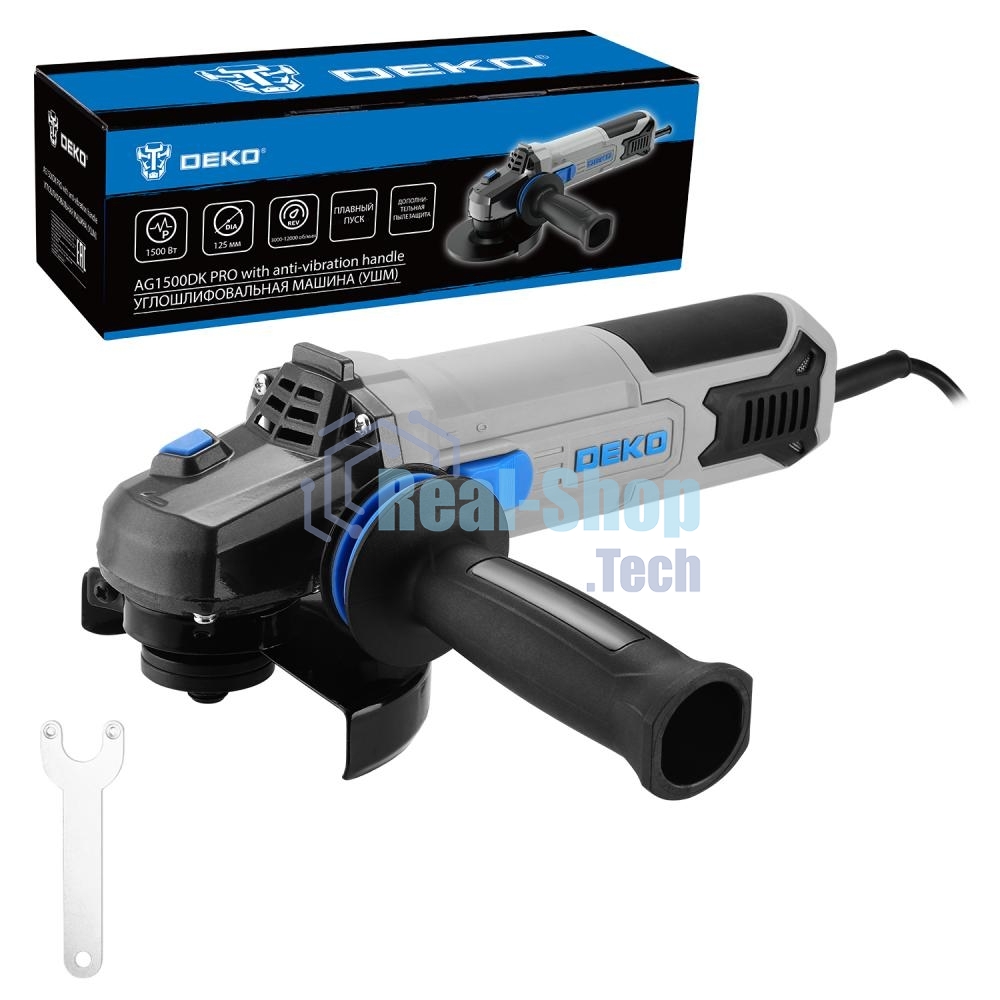 Угловая шлифовальная машина (УШМ) DEKO AG1500DK PRO, 125мм, 1500 Вт