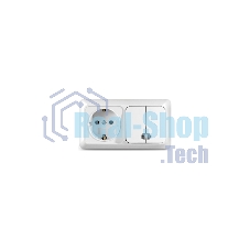 Блок ОП Олимп 2-кл. вык. с подсветкой + роз. с заземл. горизонт. бел. UNIVersal О0037