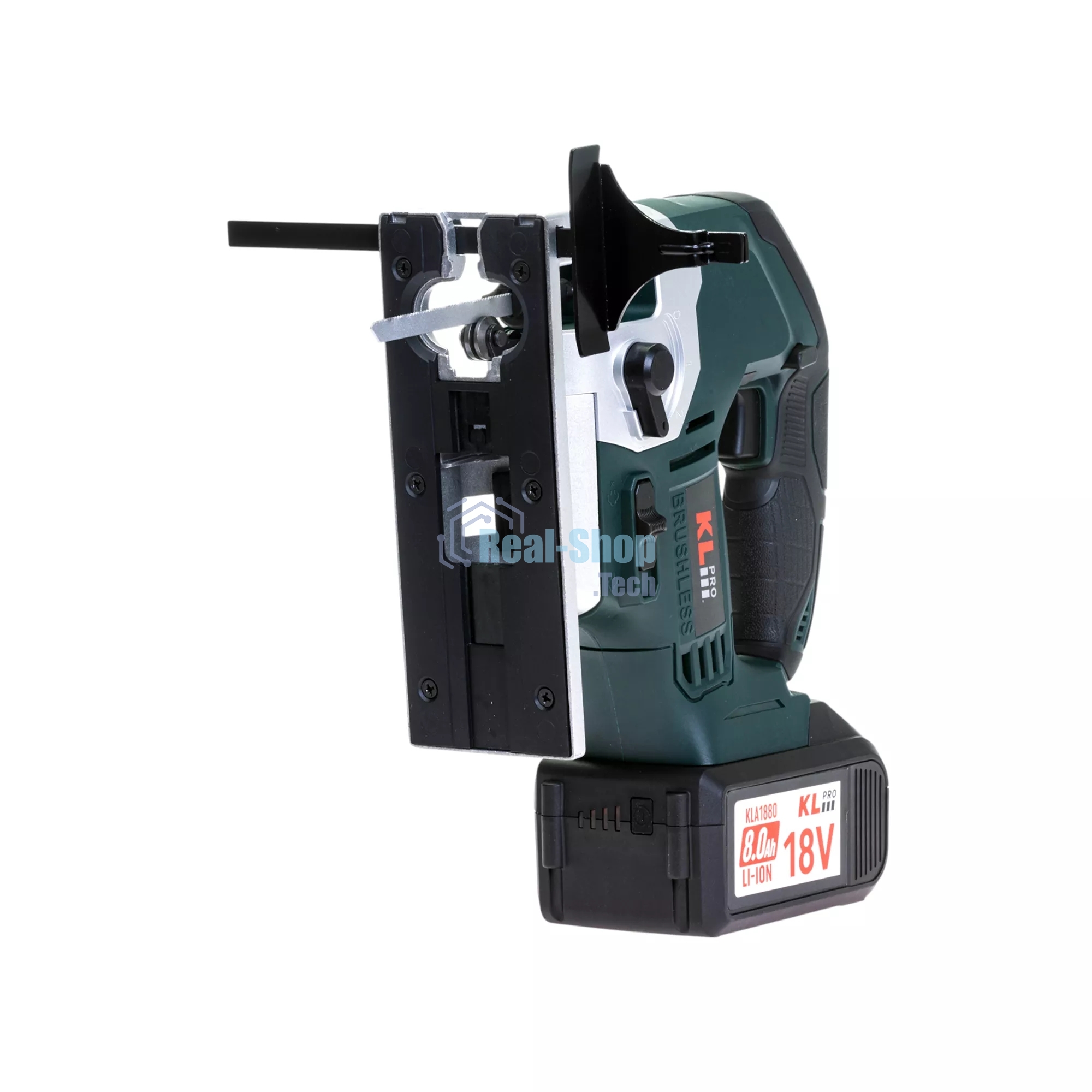 Лобзик электрический профессиональный бесщеточный KLPRO KLDT18B-80 (18В, Li-ion-2шт, 8.0А·ч, патрубок для пылесоса, полотна (дерево/металл, З/У-4А, кейс)