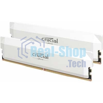 Оперативная память Crucial Pro Gaming by Micron DDR5-6400 64Gb Kit (2x32Gb) UDIMM CL40 White 1.35V, 1 Year Warrаnty