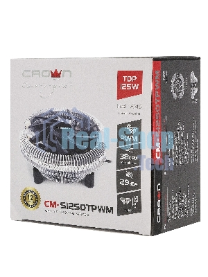 Кулер для процессора Crown CM-S1250TPWM v2 серебристый/черный, 95 мм, алюминий, 2000 об/мин, 28.7 дБ, 4 pin, 125 Вт, 53 мм