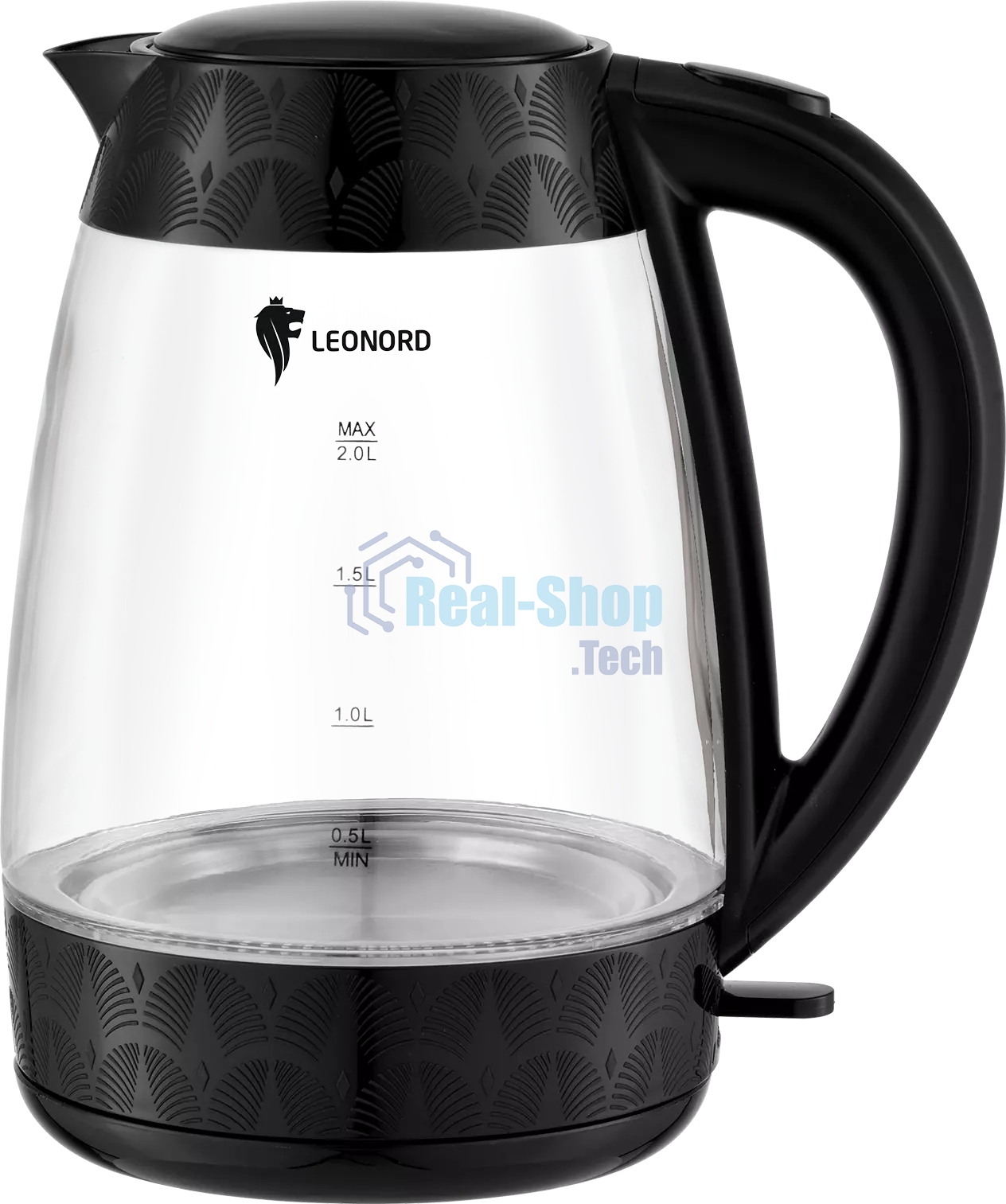 Чайник электрический LEONORD LE-1519 2 л, 2200 Вт, стекло, черный