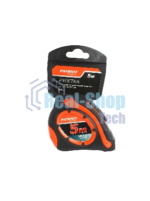 Рулетка PATRIOT MTA-5, автостоп, ударопрочный корпус, обрезиненная, 5м
