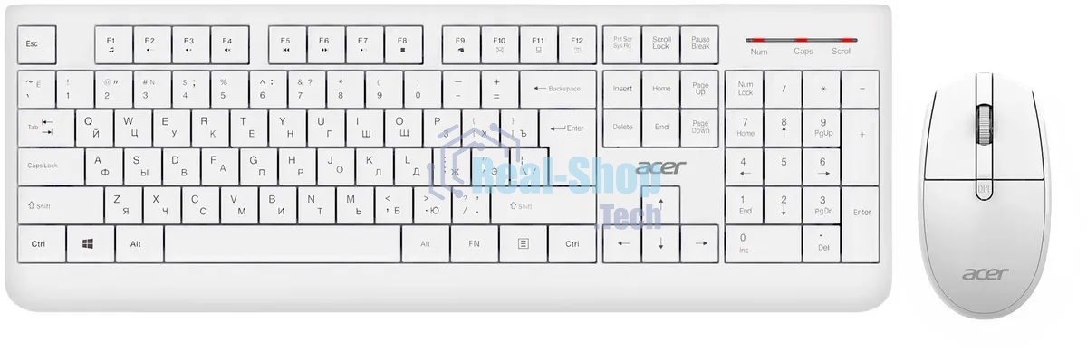 Комплект клавиатура + мышь Acer OCC401 клав:белый мышь:белый USB беспроводная (ZL.ACCCC.017)